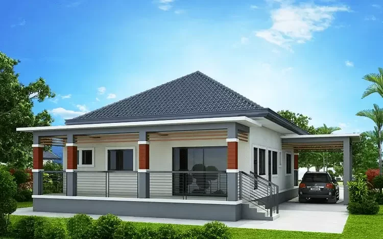 Mẫu nhà cấp 4 mái Nhật 3 phòng ngủ chi phí thấp