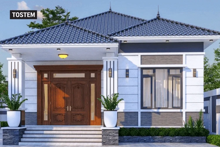 mẫu nhà cấp 4 mái nhật 2 phòng ngủ