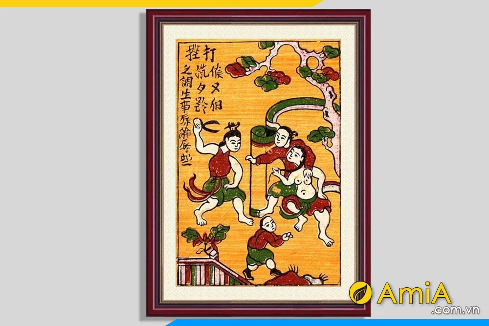 Tranh đánh ghen dân gian Đông Hồ treo tường ý nghĩa sâu sắc