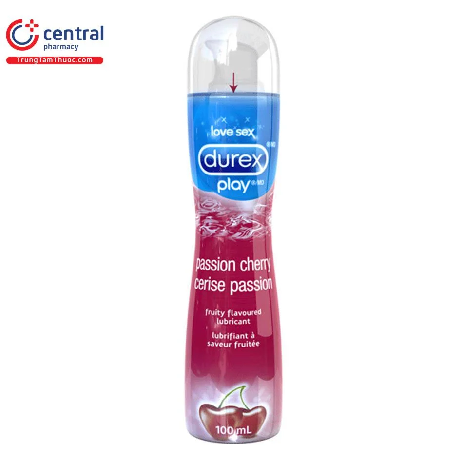 Chai gel sex bôi trơn Durex Play Passion Cherry 100ml hương cherry fruity trên nền trắng