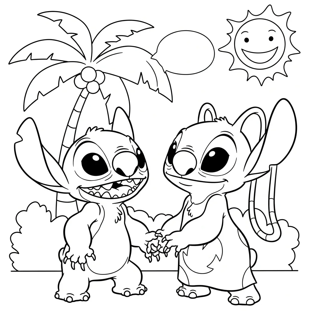 29 Tranh Tô Màu Stitch Và Angel: In Hình Bé Tập Tô Cực Dễ