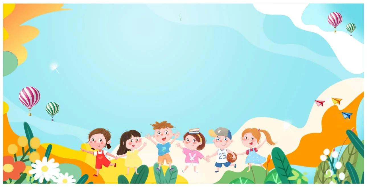 Hình nền mầm non dải mây xanh và các bạn nhỏ
