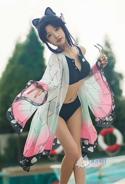 sexy cosplay nezuko Ban Đầu Demon Slayer Cos Đồ Bơi Bướm Ninja Cosplay Đồ Bơi Nữ Chia Cao Cấp Bơi/Kem Chống Nắng Gạc cosplay demon slayer rengoku | Tàu Tốc
