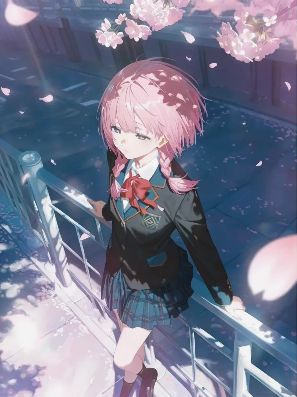 Hình ảnh trừu tượng hoa anh đào trong phong cách anime