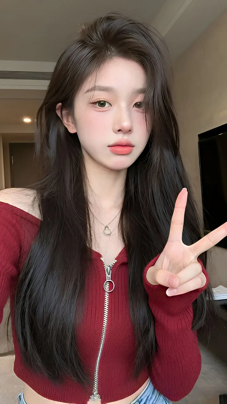 Cô gái xinh cute tạo dáng chữ V đáng yêu