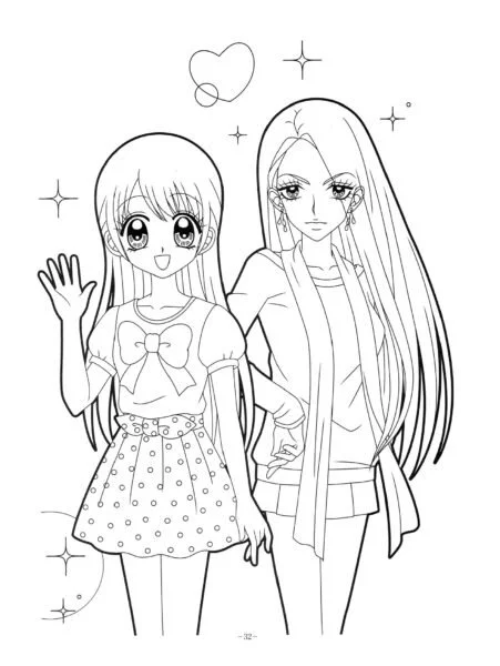 Hình vẽ chưa tô màu anime đáng yêu cho bé tập tô (9)