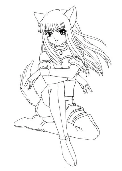 Tranh vẽ đen trắng anime dễ thương cho bé tập tô (6)