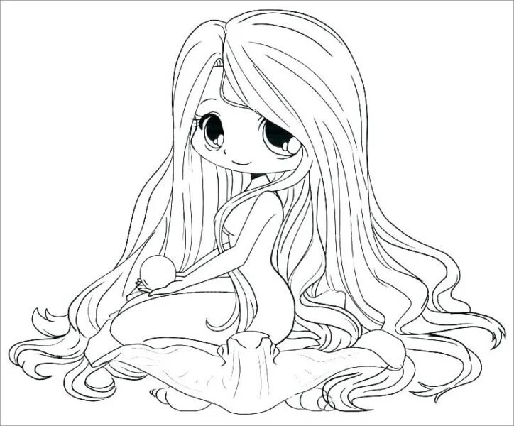 Tranh vẽ đen trắng anime dễ thương cho bé tập tô (8)