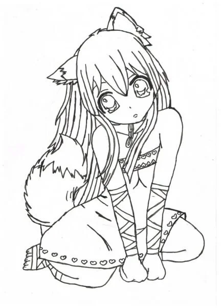 Tranh vẽ đen trắng anime dễ thương (2)
