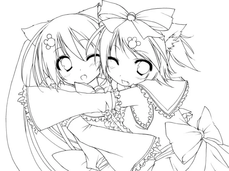 Tranh tô màu anime nữ