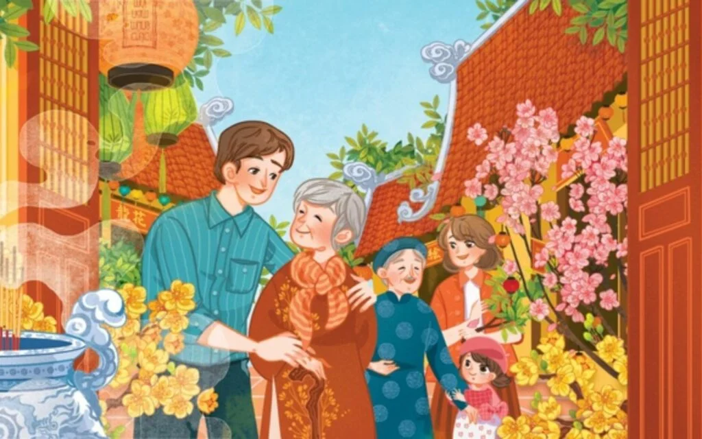 Cả nhà cùng nhau du xuân đầu năm