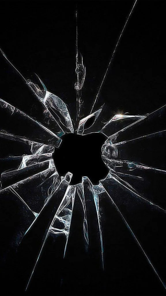 hình nền đẹp ngầu logo Apple kính vỡ độc đáo cho điện thoại